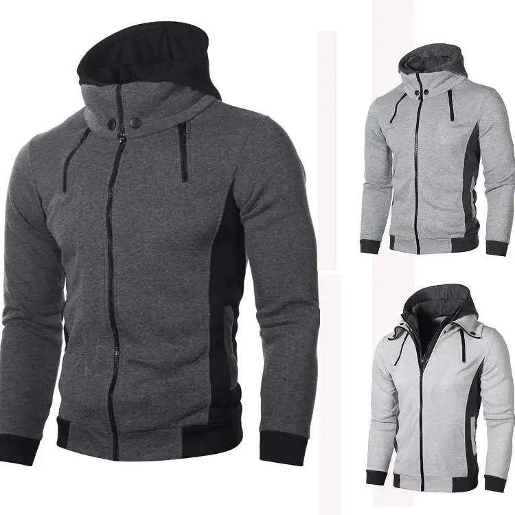 

Fashion Bomber Hooded Jersey Men Hoodies Sweatshirts Casual Hoody Sportswear Jacket Coat Double Zipper Scarf Collar Outwear