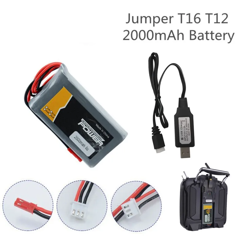 Batterij 7.4V 2000 Mah Lipo Batterij Voor Jumper T16 T12 Open Source Multi-Protocol Radio Zender Batterij Afstandsbediening control 2S