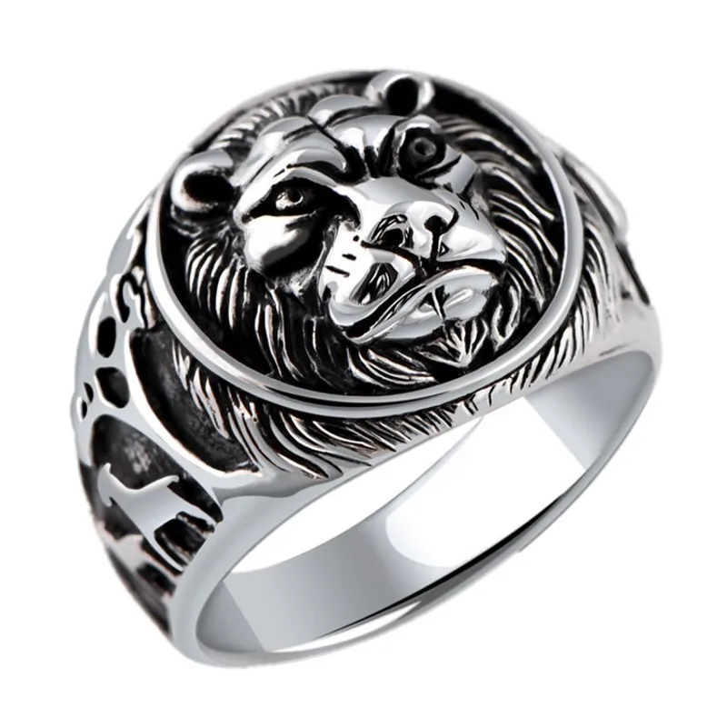 

BOCAI New 2021 trend s925 Sterling Silver jewelry Domineering King of Beasts Lion Head Motorcycle Punk Style Man Ring