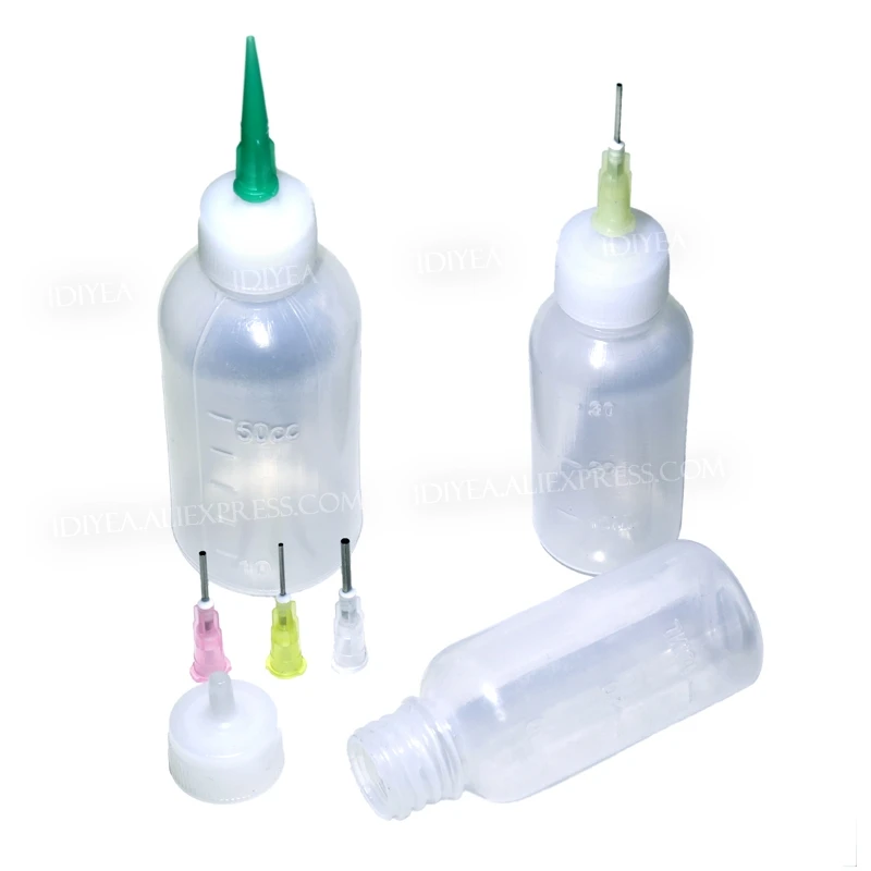 50cc 30ml Plastic Dispensing Bottle with Syringe Needle Nozzle Squeeze glue gel alcohol pot reuse for multi purpose DIY work