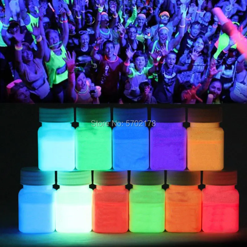 Fluorescent water-based luminous paint art pigment body painting waterproof Glow in Dark Powder Dust Night Coating DIY Paint