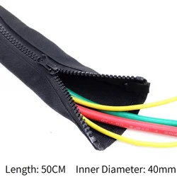 Zipper Cable Sleeve 40mm Flexible Nylon Cable Sock Harness Line Sheath Organizer Wire Wrap Management 40CM Cord Hider Protection