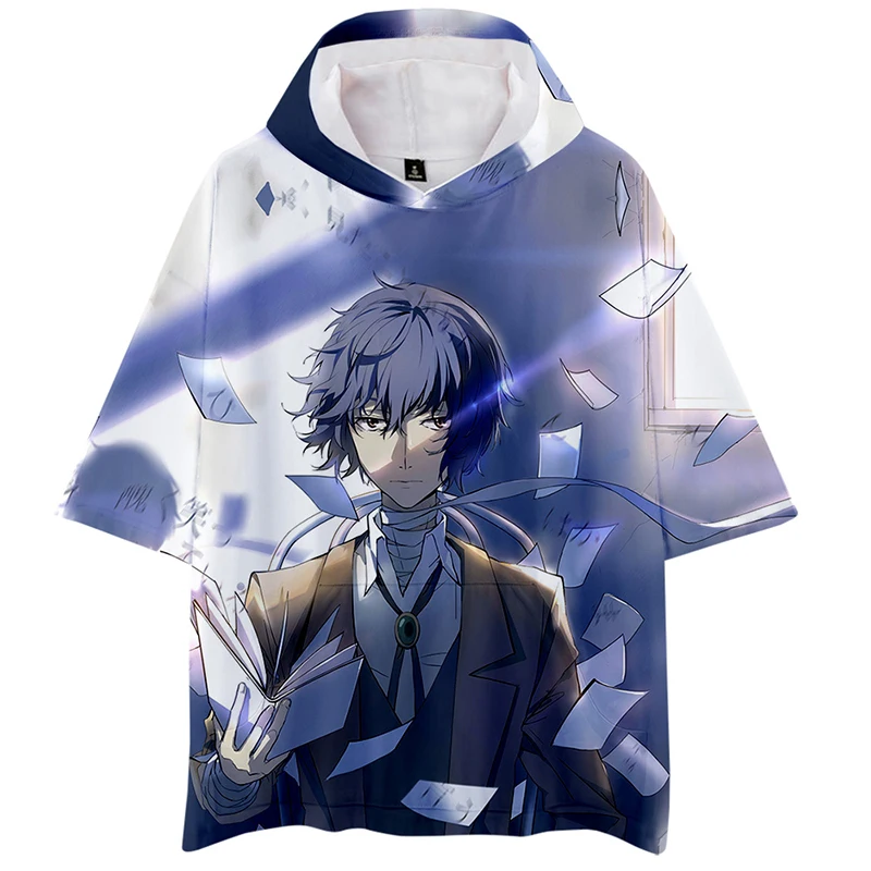 

Anime Bungo Stray Dogs 3d Hoodies Pullover Fashion Men Women Hoodie Hoody Tops Short Sleeve Unisex Harajuku 3D Hooded Sweatshirt