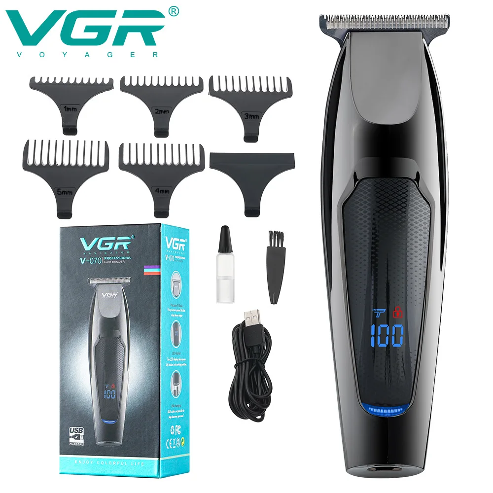 VGR Professional Cordless Hair Clipper Electric Hair Trimmer Barber Oil Head Carving Sculpture Trimmer Hair Cutting Machine Tool