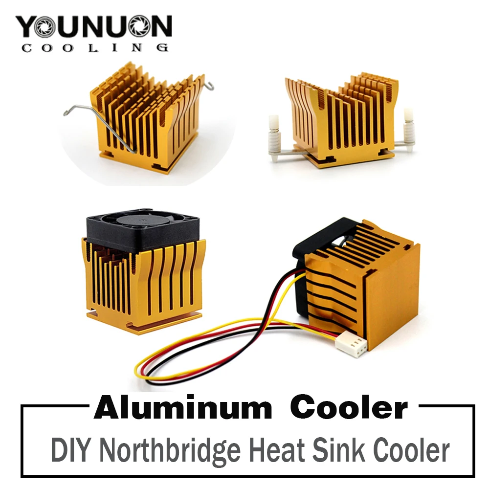 Golden DIY Aluminium Northbridge Heatsink Cooler Motherboard Radiator with 40mm Fan 12V 40x40x10mm 40x40x20mm Cooling Fan