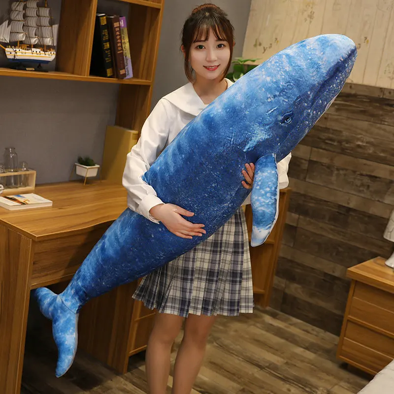 

55-130cm Giant Dream Whale & Shark Plush Toy Stuffed Blue Whale Doll Soft Pillow Cute Sofa Cushion Lovely Gifts for Kids