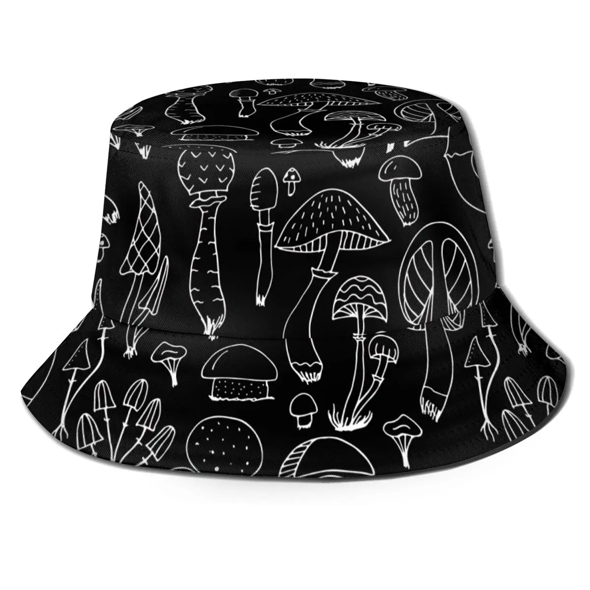 

NOISYDESIGNS Mushrooms Print Bucket Hat Unisex Summer Beach Hats Mens Women Casual Cap Outdoor Foldable Fisherman Hat Black