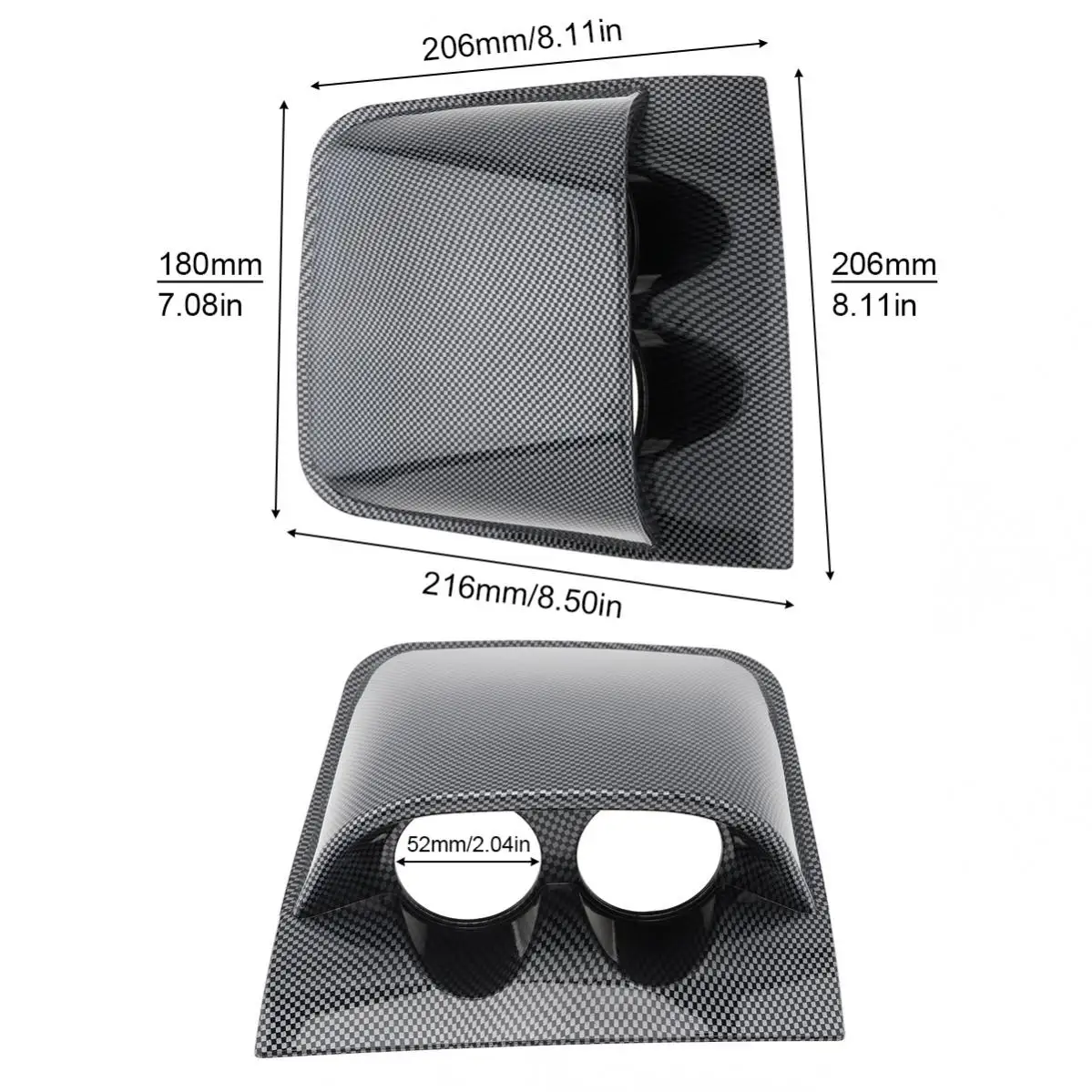 2 Inch 52mm Double Carbon Fiber Auto Car Gauge Cup Holder Pod Black Universal Car Instrument Mount