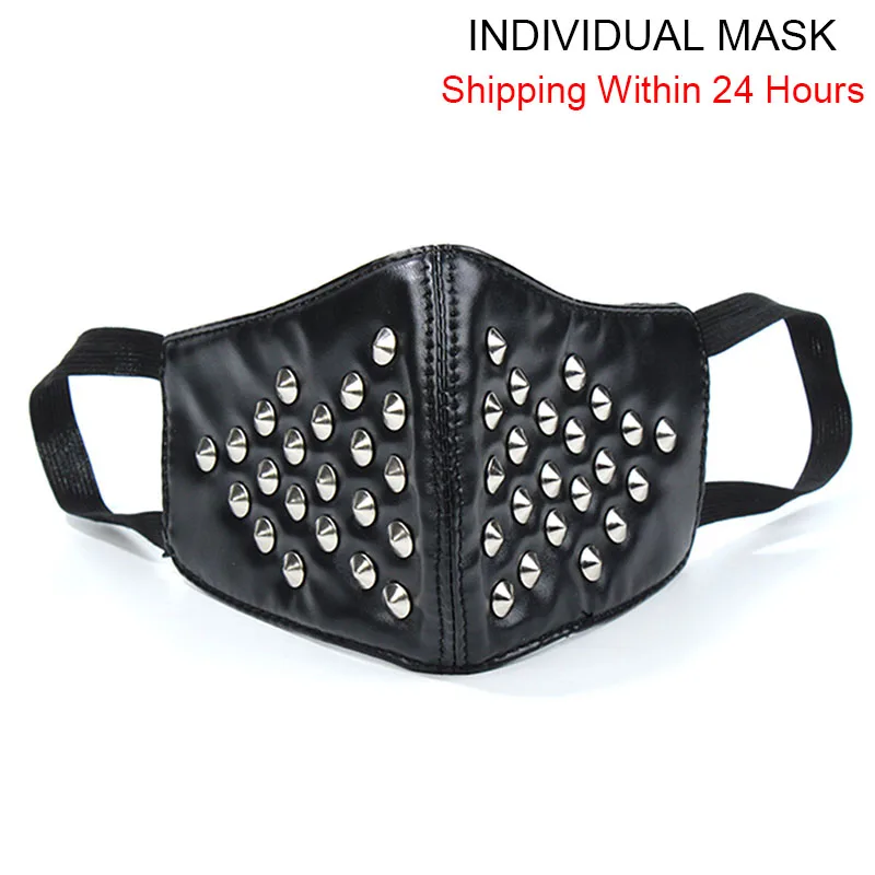 

Men Womens Biker Motorcycle Mask Punk Spike Cone Anti-fog Windproof Dustproof Leather Novelty Face Mask Earloop Fast Delivery