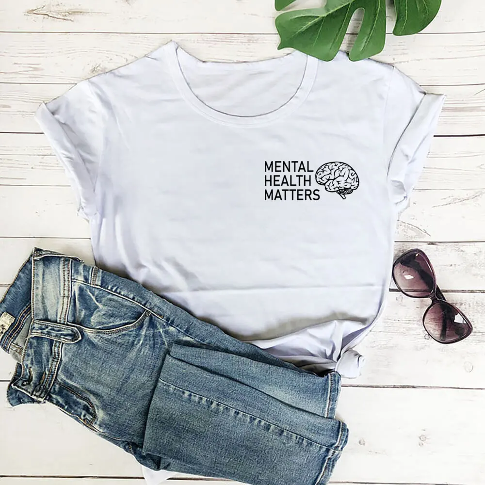 

Mental Health Matters Tshirt Mental Awareness Shirt 100%Cotton Women T Shirt Unisex Summer Casual Short Sleeve Top Anxiety Tee