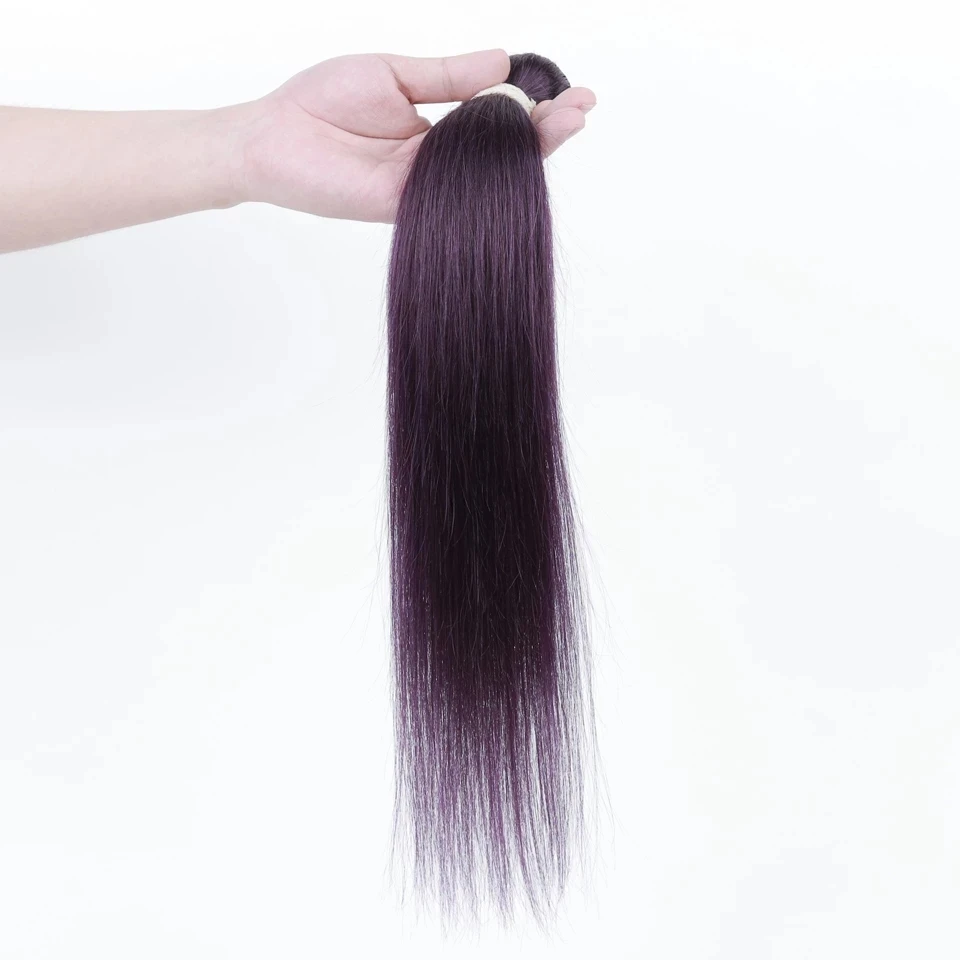 บราซิลตรงผมธรรมชาติสีม่วงตรง Remy มนุษย์ผม Bunles ที่ถูกที่สุดสำหรับผู้หญิงสีดำ