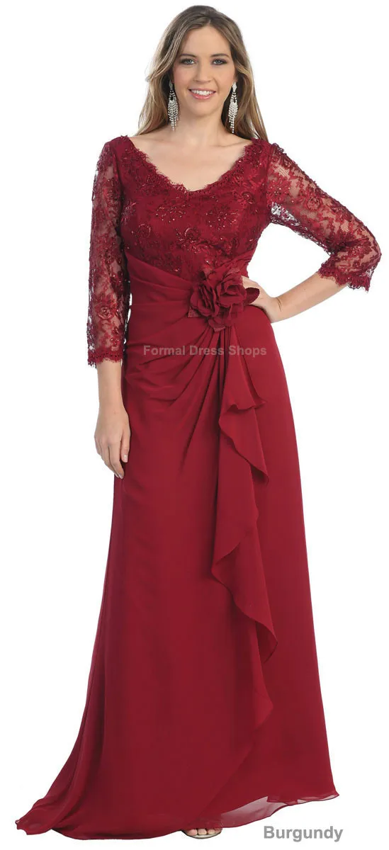 free shipping 2016 PLUS SIZE MOTHER of the BRIDE GROOM DRESS FORMAL EVENING LONG SLEEVE TRENDY GOWN lace Dresses for wedding