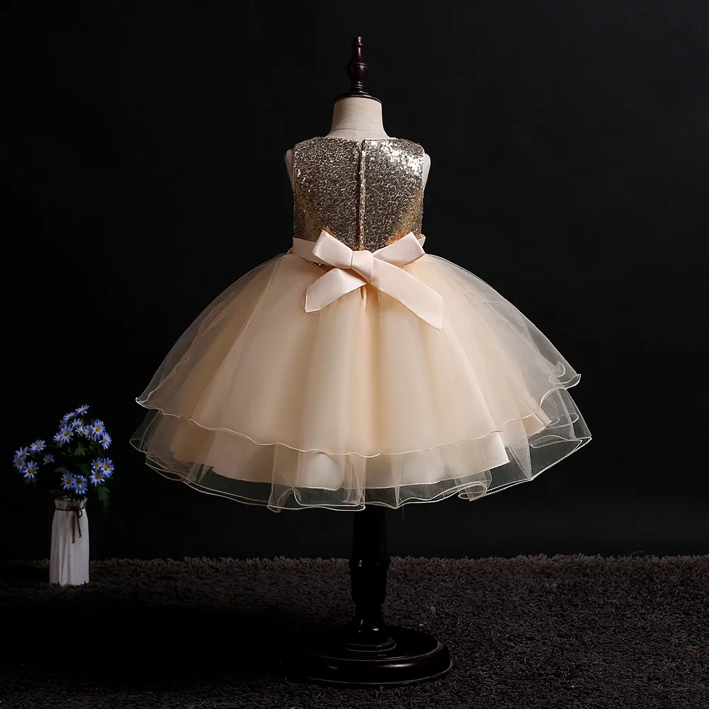 Hetiso Kids Sequined Dresses for Girls Christmas Children Clothing Princess Birthday Wedding Party Baby Girl Dress With Bow 10Y