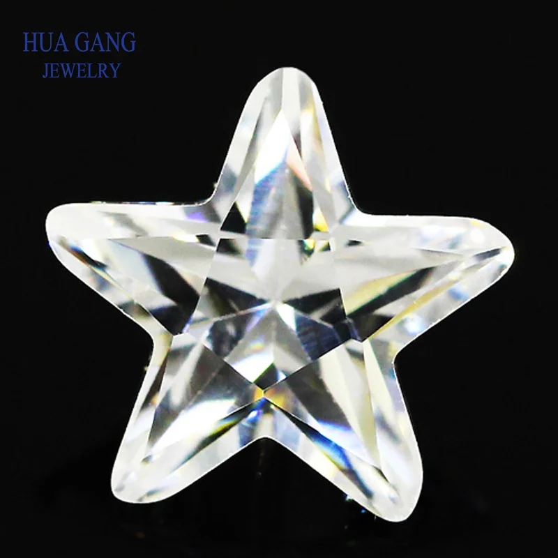 Size 4x4~10x10mm White Star Shape 5A CZ Stone Synthetic Gems Cubic Zirconia For Jewelry