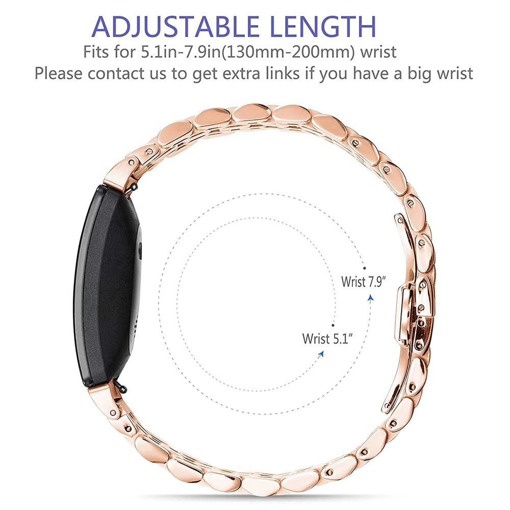 Essidi Mới Thép Không Gỉ Vòng Fitbit Inspire 1 2 Nam Nữ Dây Kim Loại Vòng Tay Dây Đeo Dây Chuyền Fitbit Truyền Cảm Hứng Cho HR