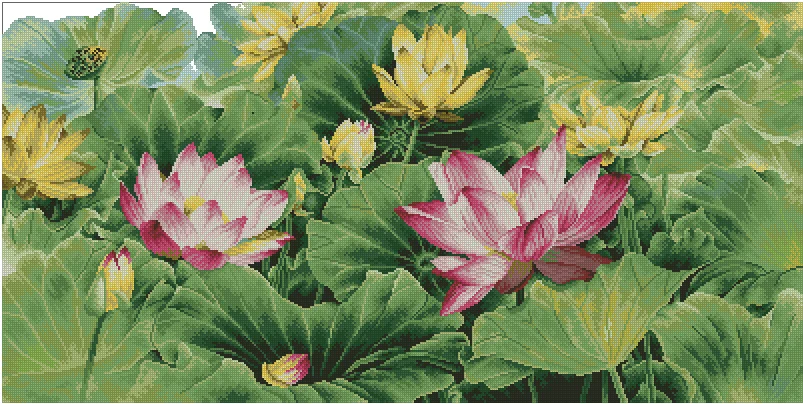 A Feast of Lotus Flowers Decorations blossom Needlework Cross stitch Kits 16CT Unprinted Embroidery Cross-Stitching,DIY Handmade