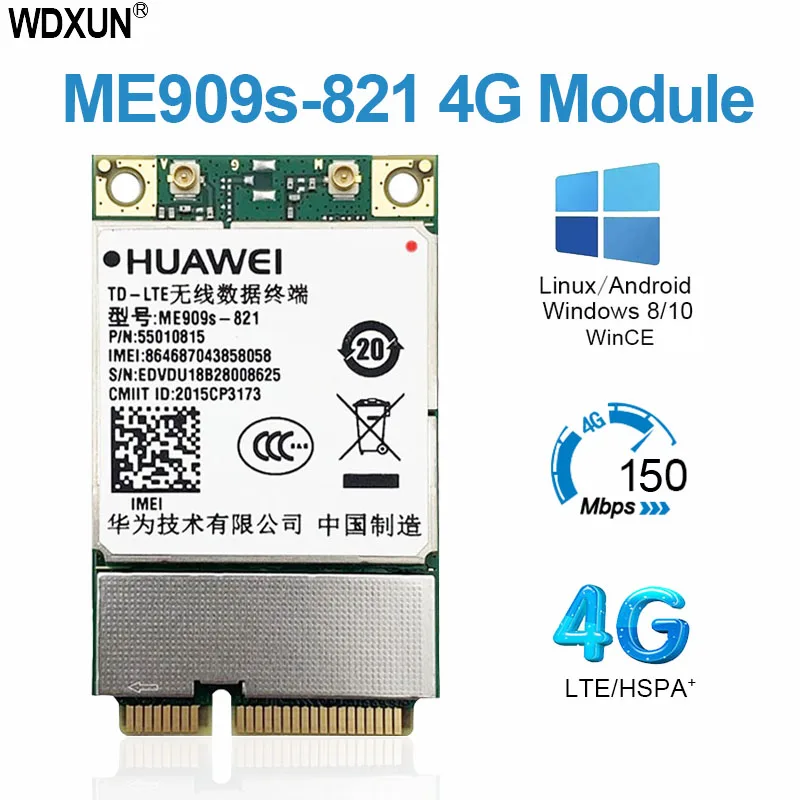 ME909s-821 4G LTE Module FDD-LTE TDD-LTE Mini PCI-E Cat4 4G Card ME909s For B1 B3 B5 B8 B38 B39 B40 B41 For Laptop