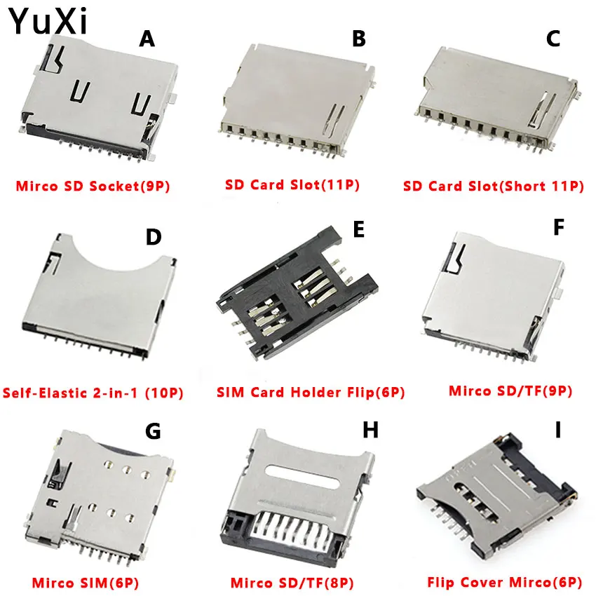 SD/MINI/TF/SIM/MICRO Card Holder Card Slot Card Holder Mobile Phone Memory Card Holder With Self-Elastic Long And Short Body