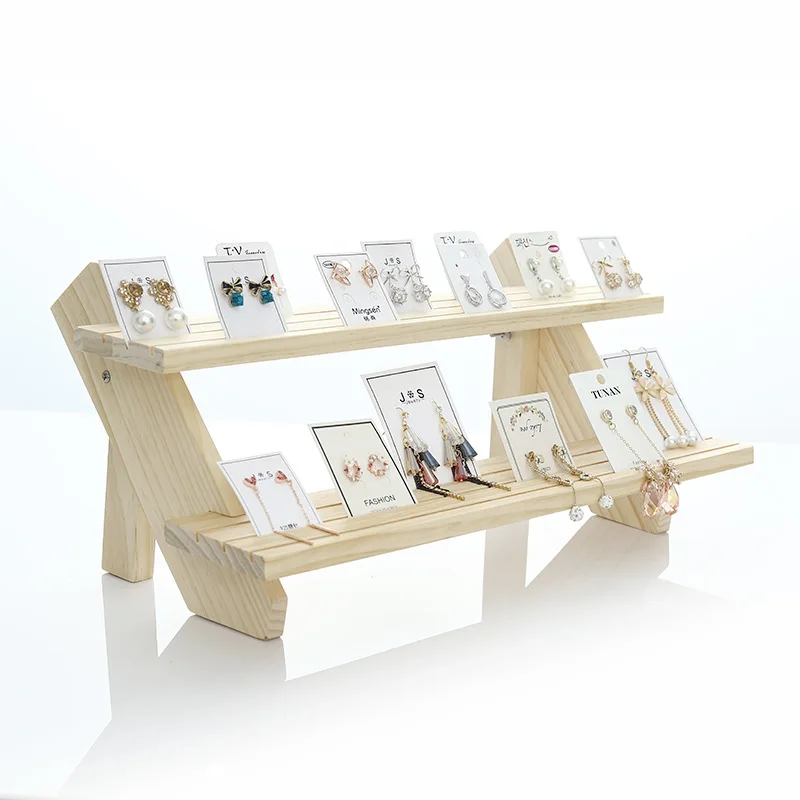 2/3/4/5-Layer Wood Earring Stand Display Jewelry Display Rack Tiered Jewelry