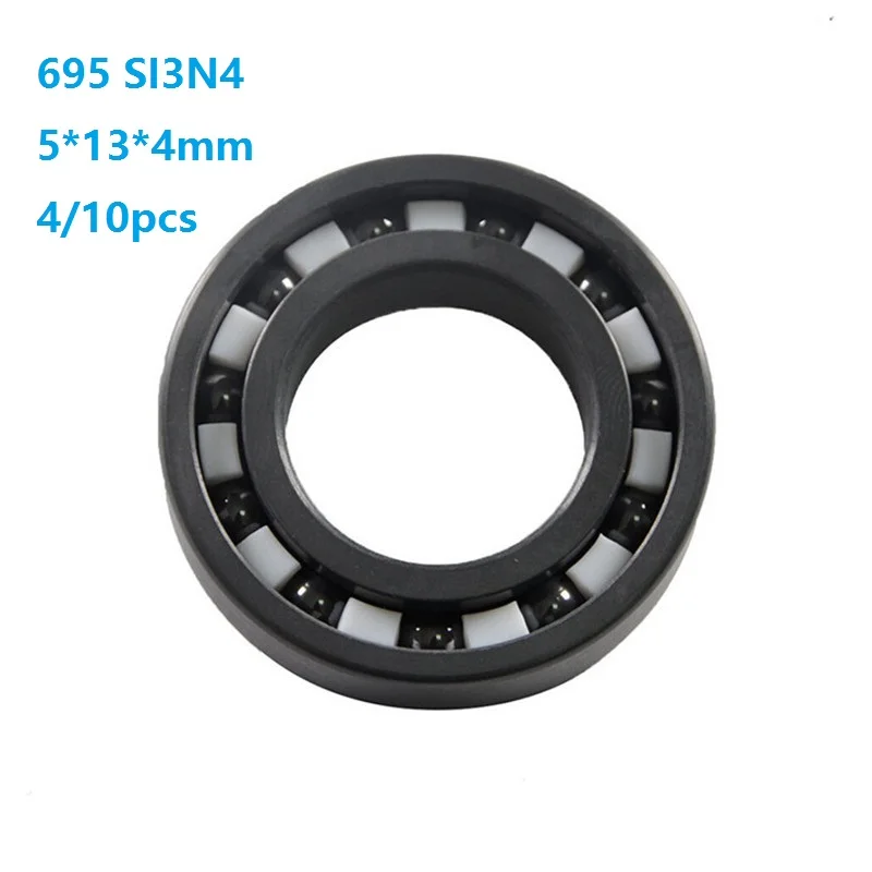 

4/10pcs 695 5×13×4 mm Full SI3N4 ceramic bearing ceramic deep groove ball bearing Full Ceramic bearings silicon 5*13*4mm