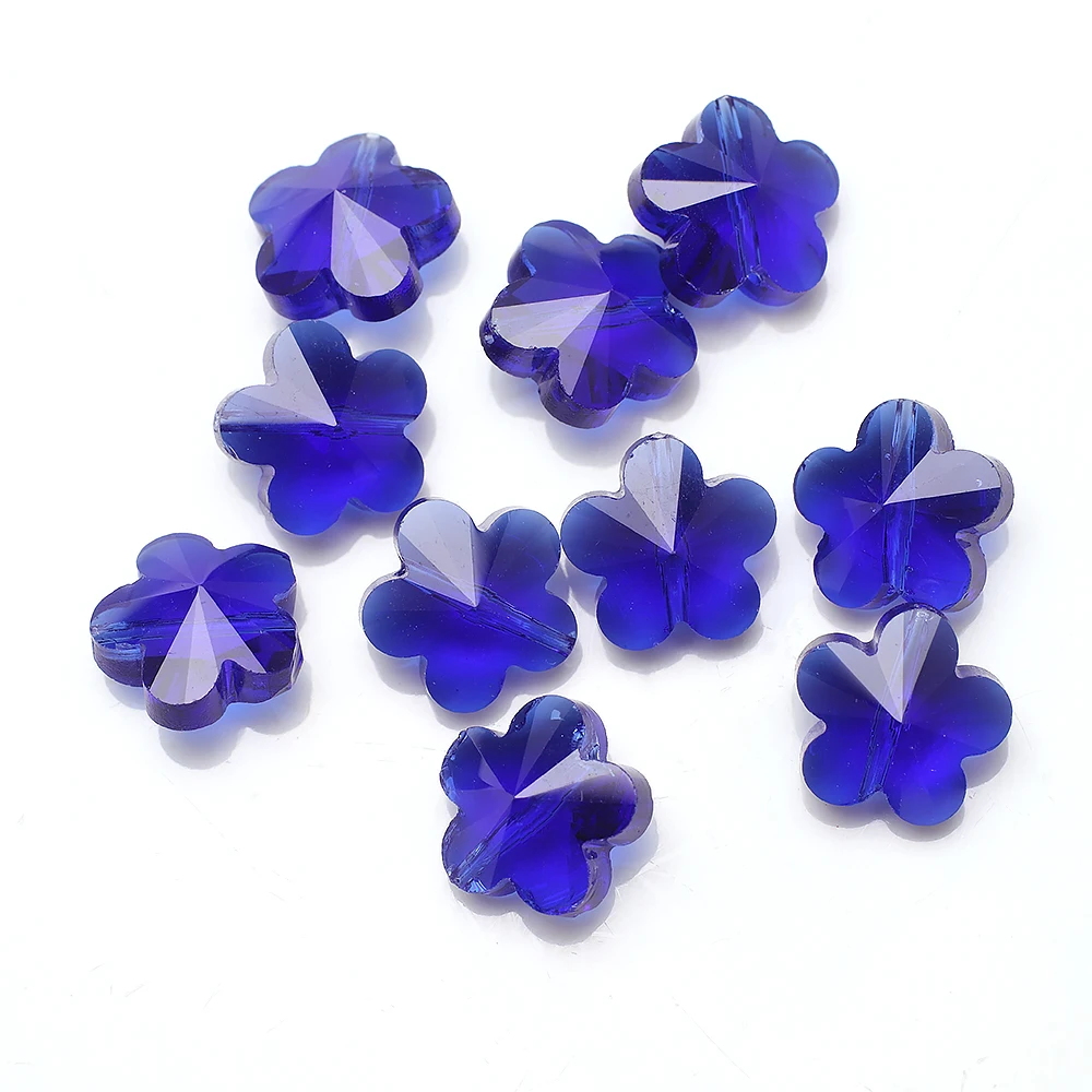 20Pcs/Lot Glass Plum blossom Shape Beads With Vertical Hole 14mm Red Crystal Pendant For DIY Making Charms Jewelry Accessories