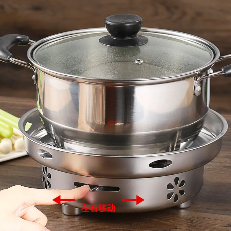 Hot Pot Alcohol Heater Outdoor Household BBQ Stainless Steel Spirit Cooker Party Camping Cooking Stove Tourist Burner