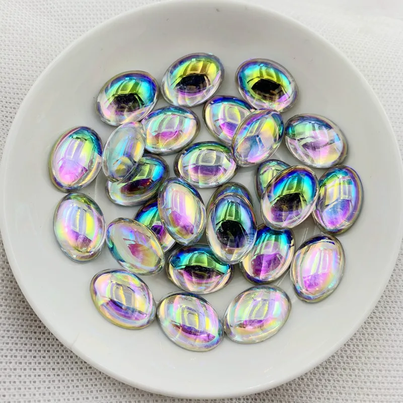 30pcs 10*14mm Oval shape Crystals Clear AB Acrylic rhinestones Flat back glitters for DIY jewelry Stone S170