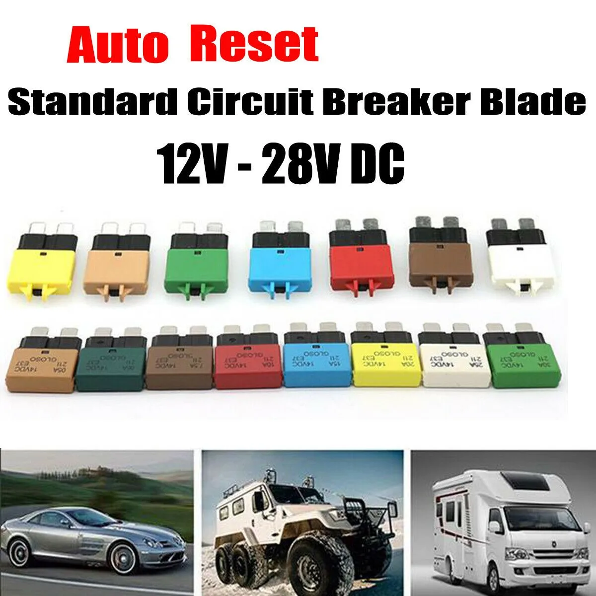 1 pc Circuit Breaker Blade Fuse 12V 24V Resettable 5-30A Marine RVs Automatic Reset Thermal Circuit Breaker Car Blade Fuse Box