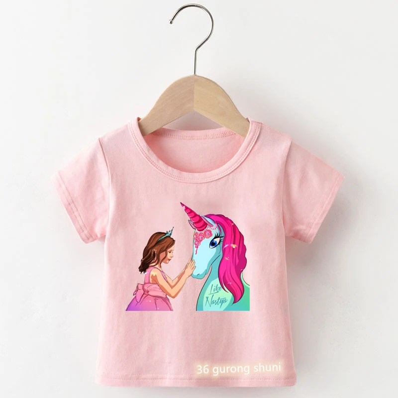 Camiseta con estampado de dibujos animados para niñas, ropa de moda para niños, bonita, rosa, novedad, gran oferta, Verano