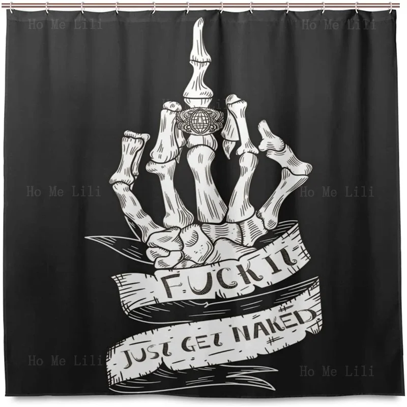 Witchcraft Shower Curtain Funny Rock Roll Palmistry Alchemy Skull Eyes Mysterious Magic Gothic Hippie Decoration With Hook