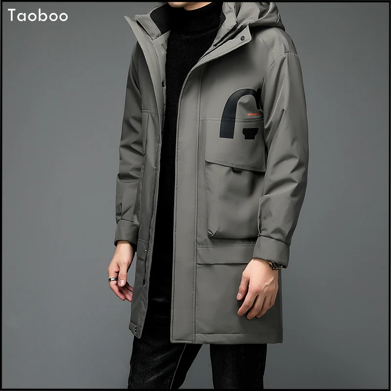 Taoboonew moda longa jaqueta de inverno dos homens 2021 com capuz para baixo jaqueta de negócios casual masculino casaco de alta qualidade blusão outwear