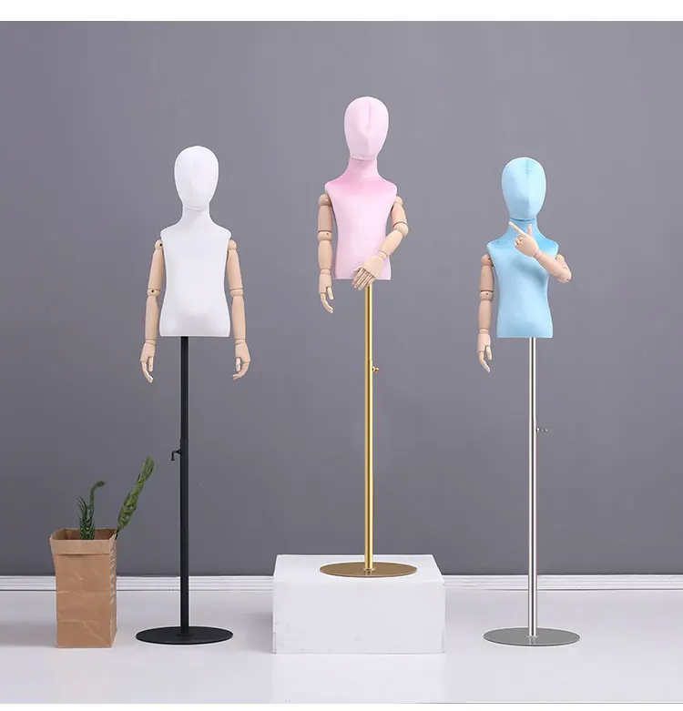 Children's Model Half Body Color Velvet Platform Mannequin Display Rack Children's Clothing Store