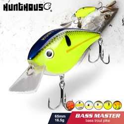 Hunthouse-isca de pesca flutuante, modelo de peixinho, crankbait, 65mm/16.5g, kvd 2.5, squarebill, wobblers, para robalo, truta