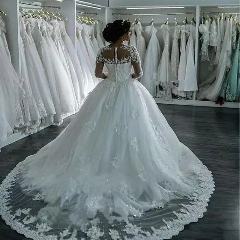 فساتين زفاف رائعة الأميرة الكرة فساتين الزفاف 2020 البلد زي العرائس Vestido De Novias طويلة الأكمام يزين الخرز فستان عروس