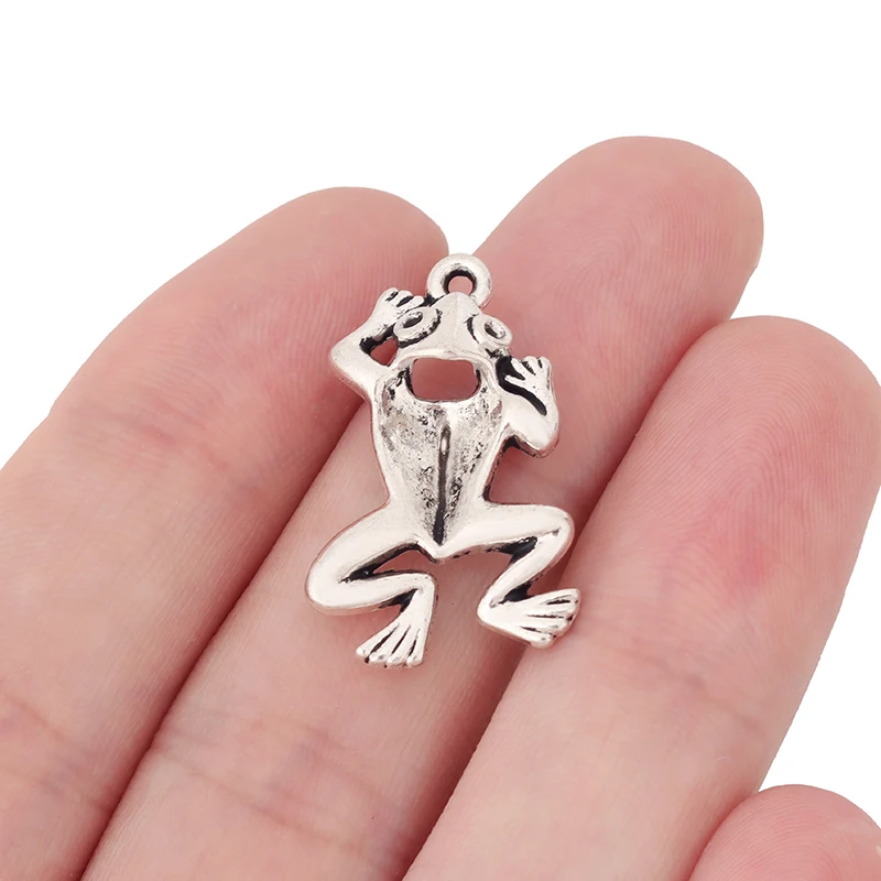 10 x Tibetan Silver Animal Frog Charms Pendants for DIY Bracelet Necklace Jewelry Making Findings Accessories 27x17mm