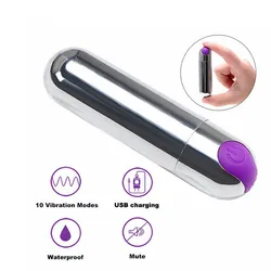 USB Recharge Strong Adult Sex Toys Product Bullet Vibrator 10 Speed Vibrating Mini Shape Waterproof G-spot Massage Stimulator