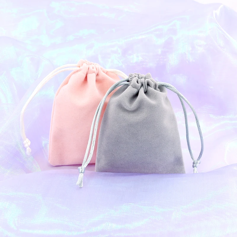 5pcs/lot Small Velvet Bags 7x9 9x12cm Candy Jewelry Gifts Packaging Bags Flocking Cloth Storage Bags Velvet Drawstring Gift Bag