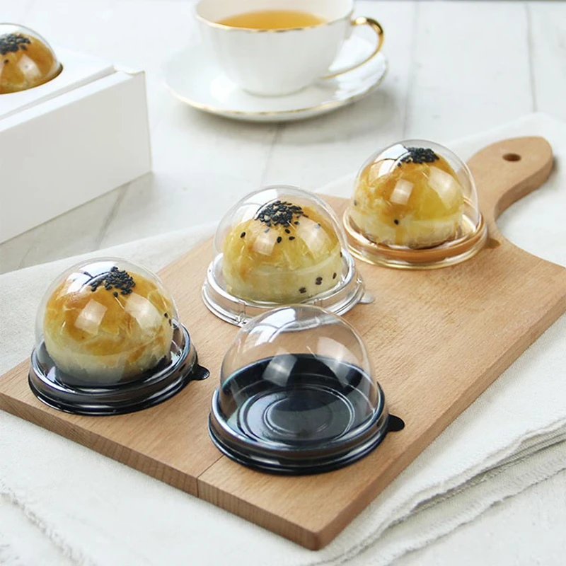 New Round Plastic Moon Cake Box Container Transparent Mooncake Dome Boxes Baking Packing Box