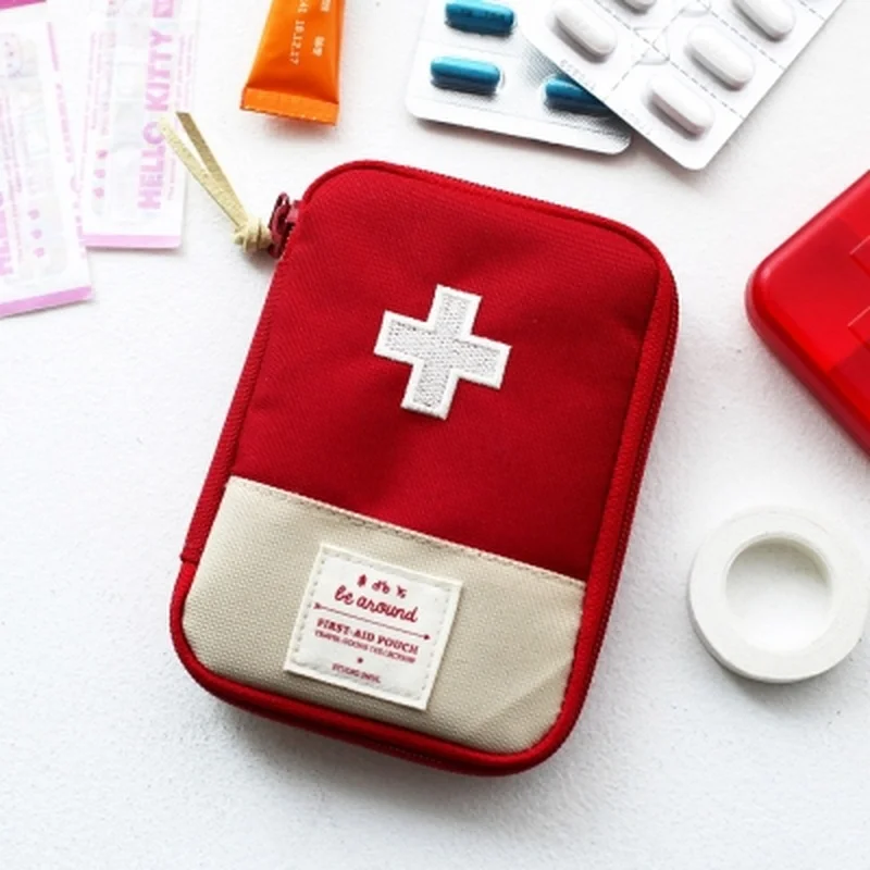 Mini bolsa de almacenamiento de medicamentos, Kit médico de primeros auxilios portátil, conjunto de viaje, bolsa de supervivencia de emergencia útil para acampar al aire libre, estuche para pastillas