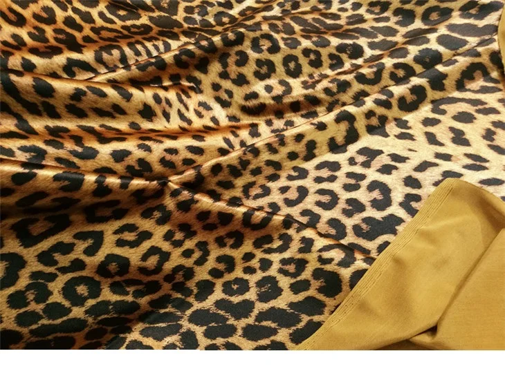 Large Stretch Satin Glossy Spandex Leopard Print Fabric Latin Dance Clothes DIY Costume Fabric