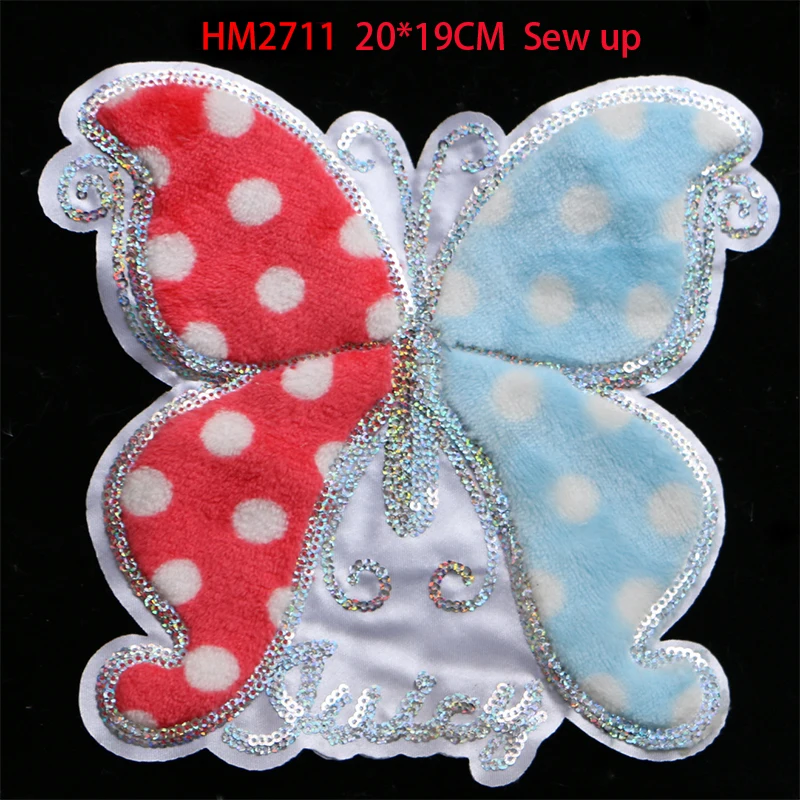 Patch di flanella di colore farfalla cigno paillettes icona toppe Applique ricamate per vestiti kawaii ferro fai da te su badge su uno zaino