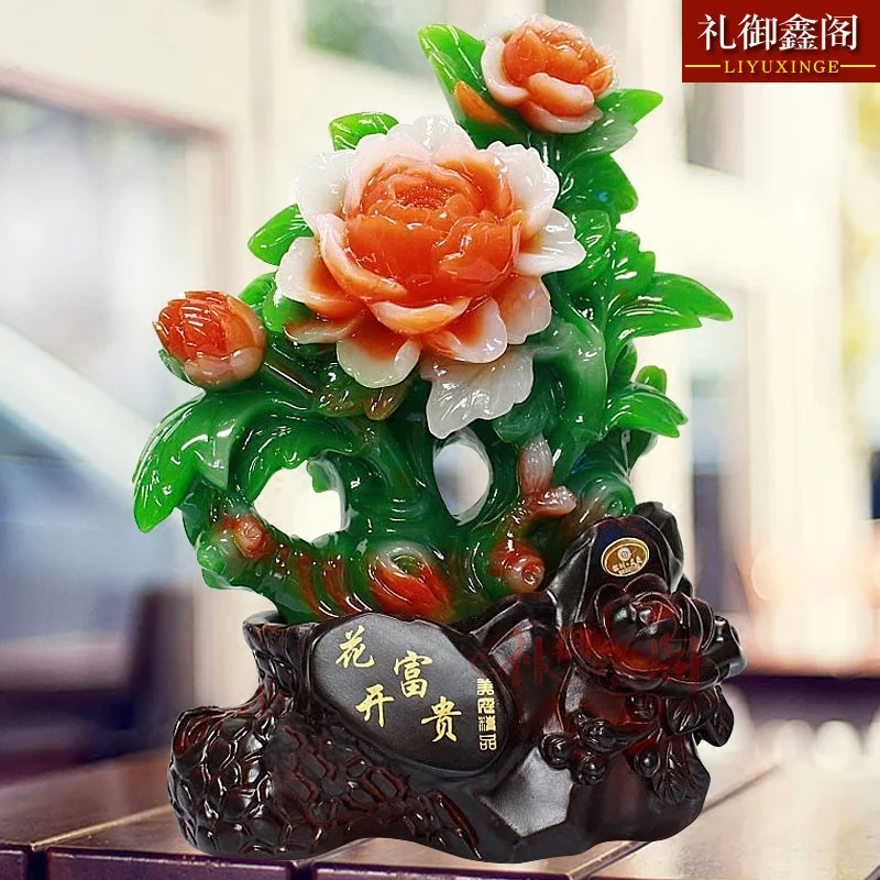 Wedding gift peony ornaments blooming wealth and safety large craft ornaments home furnishings indoor living room