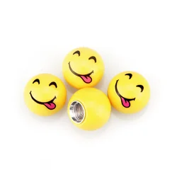 4pcs/set Anti Theft Car Moto Bike Wheel Tires Valves Caps Cute Smiley Ball Tubeless Tyre Valve Stem Dust Caps Air Leakproof