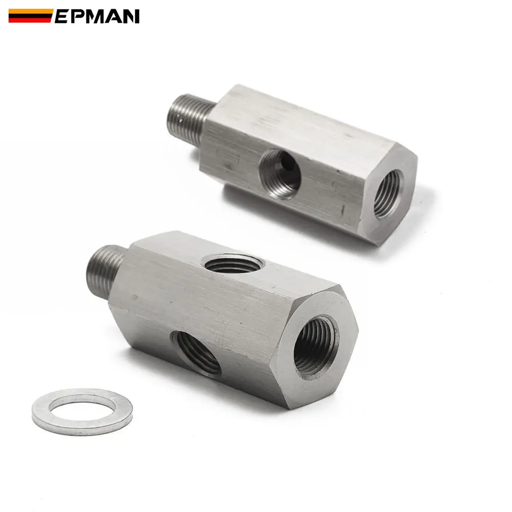 

1/8'' BSPT & 1/8'' NPT & M10 Oil Pressure Sensor Tee To NPT Adapter Turbo Supply Feed Line Gauge EP-CGQ197