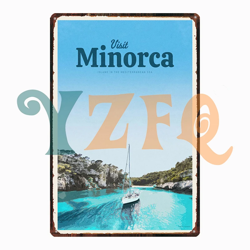 Travel Posters City LYON MAINE BONDI MINORCA Tin Sign Vintage Metal Board Decoration Living Room Bar Cafe Garage Gift DU-12800B