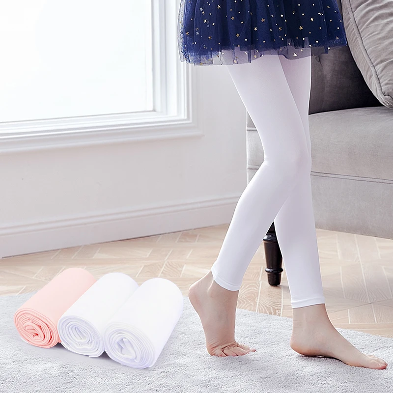 Collants blancs de ballet sans pieds pour femmes et enfants, collants de danse pour enfants, bas d\'entraînement de ballerine