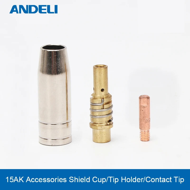 ANDELI 15AK MIG Torch Accessories Shield Cup/Gas Nozzle/Tip Holder/Contact Tip/Collet Accessories for MIG Welding Equipment