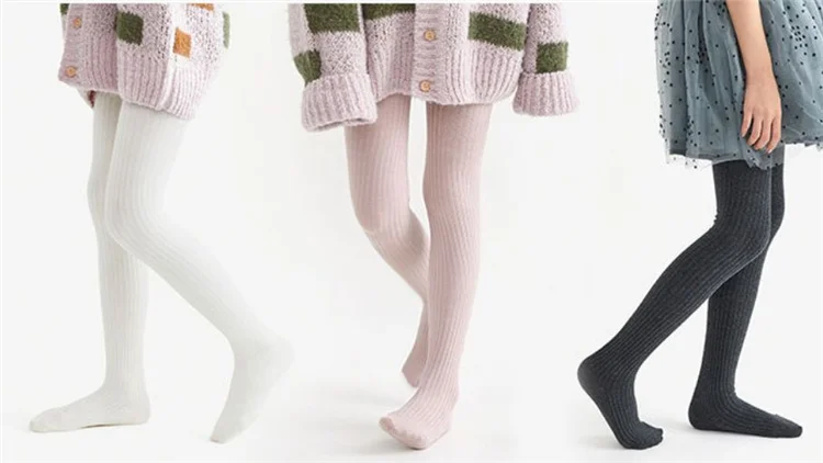 Kinder Strumpfhosen Für Mädchen Baumwolle Gestrickte kinder Mädchen Strumpfhosen Solide Weiche Baby Leggings Weiß Schwarz Engen Frühling Herbst 1-9 jahre – Detail 1