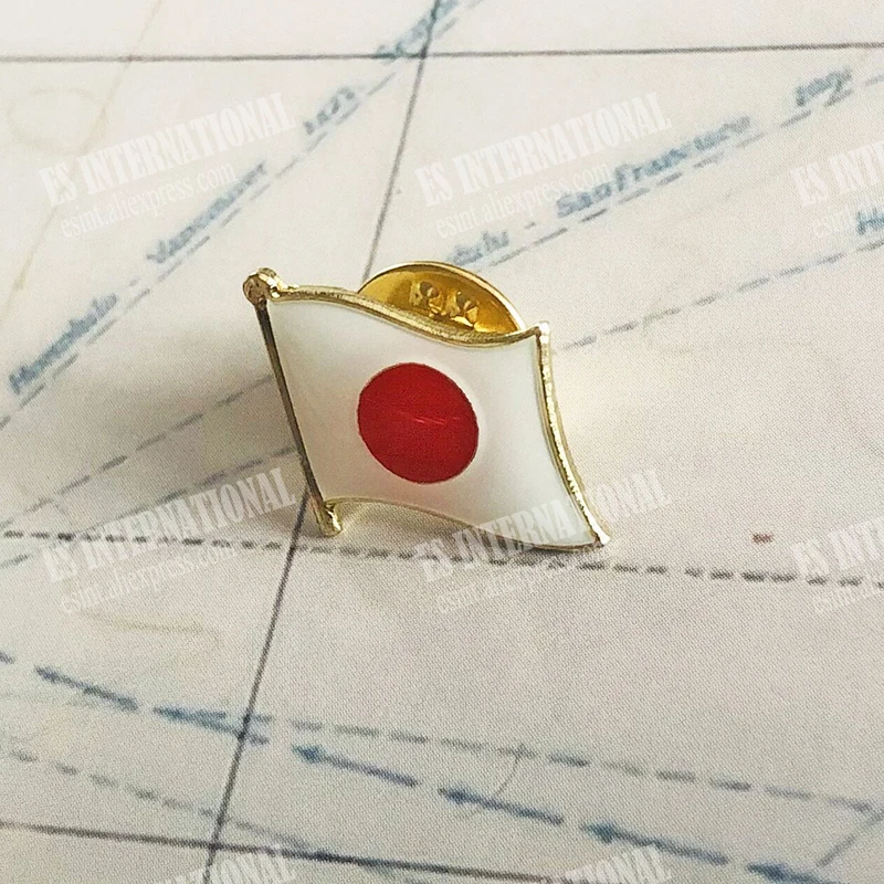 Japan National Flag Crystal Epoxy Metal Enamel Badge Brooch  Collection Souvenir Gifts  Lapel Pins Accessories  Size1.6*1.9cm