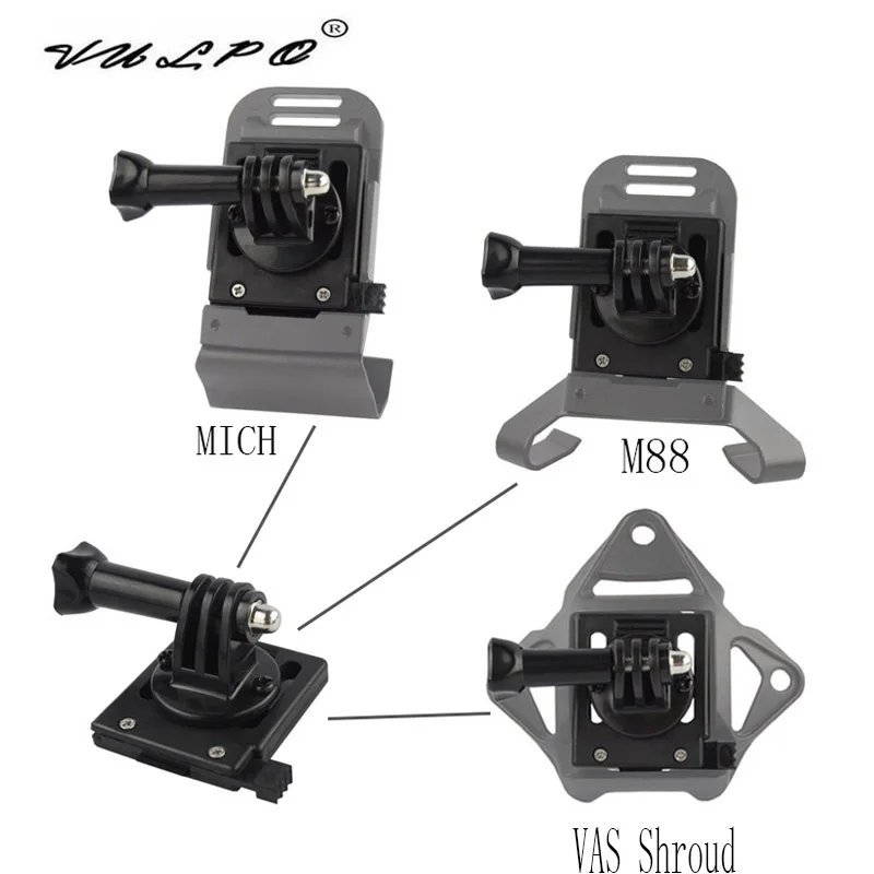 VULPO FAST/MICH/NVG/M88 Wendy Tactical Helmet Base Adapter Fixed Mount For Gopro HD Hero 1- 5 Action Camera 90 Degree Adjustable